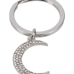Portachiavi luna acciaio con strass